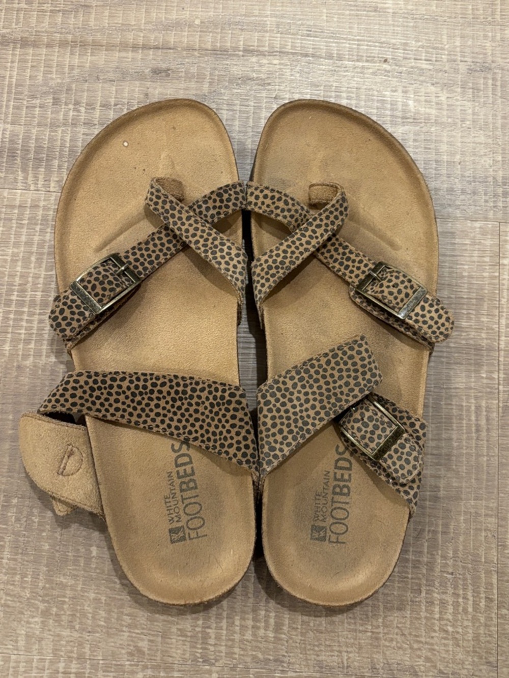 White Mountain Brown Printed Adjustable Strap Sandals